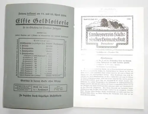 Landesverein Sächsischer Heimatschutz  Mitteilung Heft 9 bis 12 Band  XIX 19 (H2