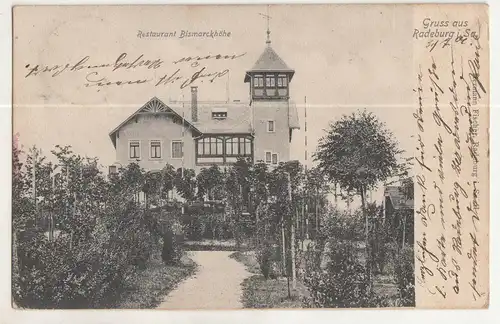 Ak Gruss aus Radeburg Restaurant Bismarckhöhe 1906  (A3602