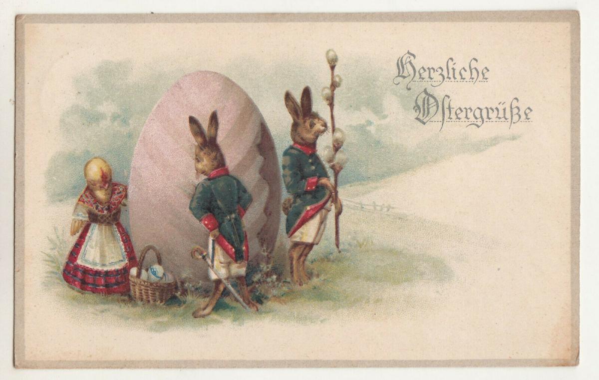 Ak Hasen - Soldaten bewachen Ei Herzliche Ostergrüße Eastern 1918 ...
