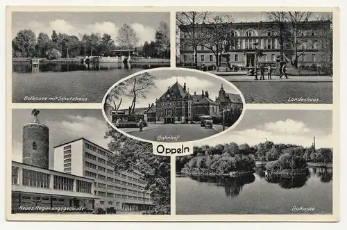 Ak Oppeln Bahnhof Landeshaus .. Mehrbild Opole Schlesien (A3579