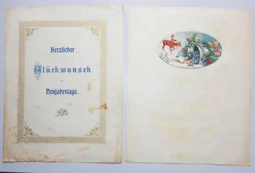 5 x Schmuckbrief Neujahrs Gruss Oblaten Schönschrift um 1901 ! (D8