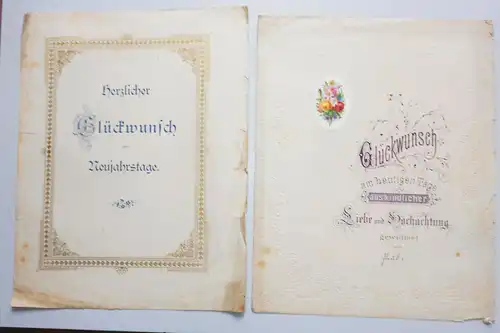 5 x Schmuckbrief Neujahrs Gruss Oblaten Schönschrift um 1901 ! (D8