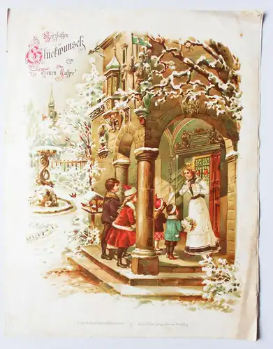 Schmuckbrief Neujahrs Gruss 1902 Litho Huber Jordan Koerner Nürnberg ! (D8