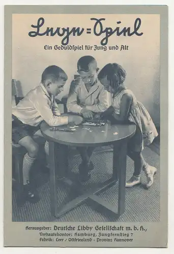 Reklame Legespiel Geduldspiel Libby Milch Hamburg Puzzle um 1930/40 (D8