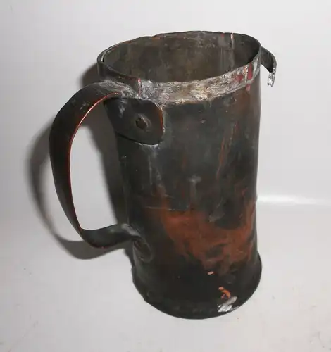 Uralter Kupfer Becher M.K.17.Aug.1878 viele Punzen Humpen Maßkrug !