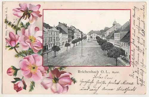 Litho Ak Reichenbach Oberlausitz Markt Blumen 1903 ! (A3503