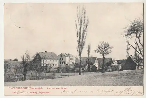Litho Ak Ruppersdorf Oberlausitz Alte und neue Schule 1909 ! (A3500
