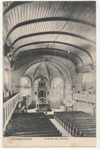 Ak Grosspostwitz Inneres der Kirche 1913  (A3477