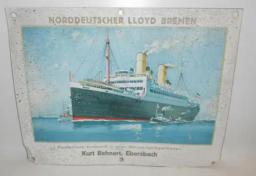 Altes Pappschild Norddeutscher Lloyd Bremen Kurt Begnert Ebersbach vor 1945 !