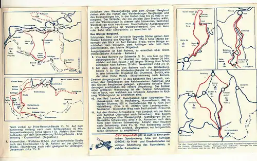 Reise Prospekt Ski Winter Riesengebirge Erzgebirge Skiwanderungen um 1935 (H7