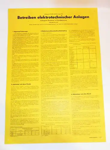 Kunststoff Hinweisschild Warnschild Betreiben elektrotechnischer Anlagen 1971