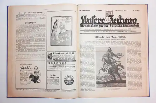 Unsere Zeitung Gebunden 1933/34 Rotkreuz Tschechoslowakei Schülerzeitung !