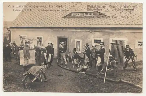 Scherz Ak Fasching 1914 Alt-Ehrenberg Ob.Hänrichsdorf Rummelburg Böhmen 1910