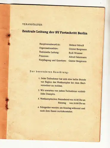 Fortschritt Programm SV Berlin 1953 DDR Sport  (H3