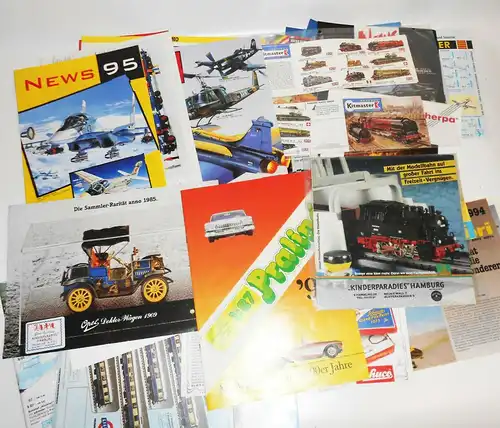 Konvolut Werbung Blätter Prospekte Modellauto Modellbahn Eisenbahn 1990er Jahre