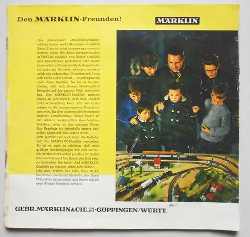 Alter Märklin Katalog  1962 63 Eisenbahn Dampfmaschine Spielzeug Autos