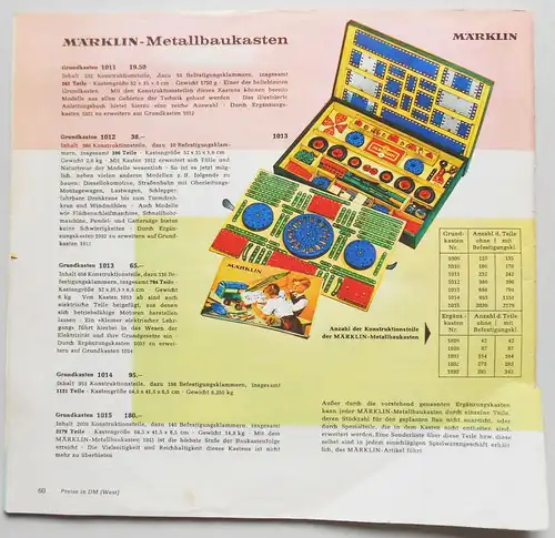 Alter Märklin Katalog  1962 63 Eisenbahn Dampfmaschine Spielzeug Autos 