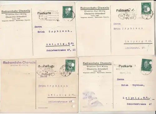 5 x Postkarten Radrennbahn Chemnitz Altendorf 1928/29 (A3351