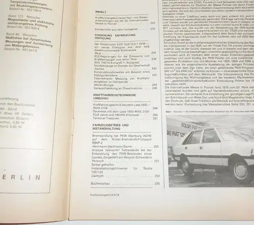 KFT Kraftfahrzeugtechnik Zeitschrift 8 August 1978 Lada 1600 WAS 2106 Wartburg