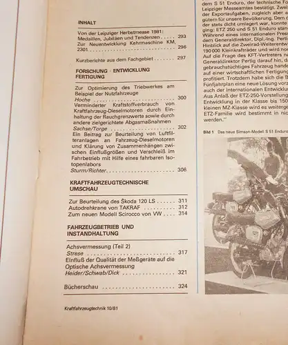 KFT Kraftfahrzeugtechnik Zeitschrift 10 Oktober 1981 Skoda 120 LS  TALRAF