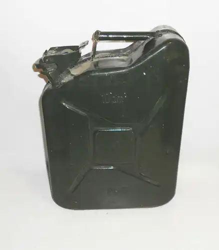 Alter 10 Liter vintage Benzinkanister Reservekanister Oldtimer dunkelgrün 