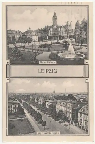 Ak Leipzig Neues Rathaus Carl-Tauchnitz- Straße 1915 (A3326