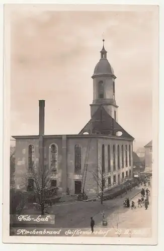 Foto Ak Kirchenbrand Seifhennersdorf Kirche ohne Dach Luh 1935 (A3308