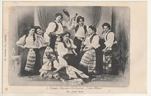 Ak I. Österreichisches Damen Orchester " Neu-Wien " Dir.Josef Bartl 1910 (A3246