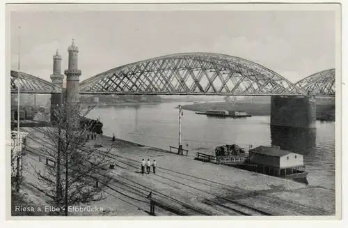 Ak Riesa a. Elbe Elbbrücke 1938  (A3228