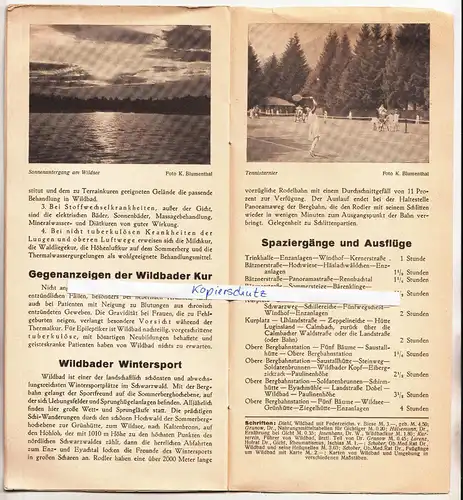 Reise Prospekt Wildbad im Schwarzwald Badestadt Luftkurort um 1935  (H2