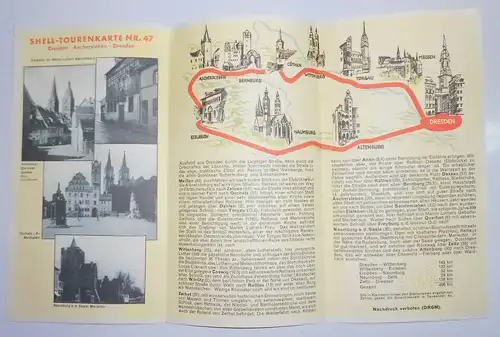 Shell Tourenkarte Nr.47 Dresden Aschersleben Dresden um 1930 (H2