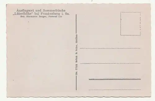 Ak Ausflugsort & Sommerfrische Lützelhöhe bei Frankenberg Sachsen um 1930 (K2