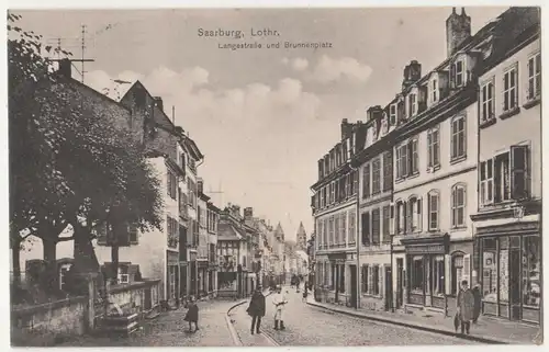 Ak Saarburg Lothringen Langestraße & Brunnenplatz 1916 ! (K2