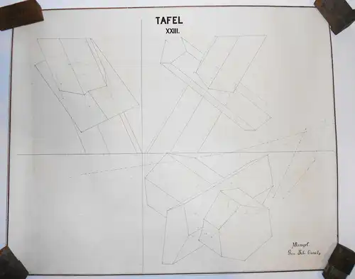 Handzeichnung Geometrie geometrische Formen Gewerbezeichenschule Chemnitz 1880er