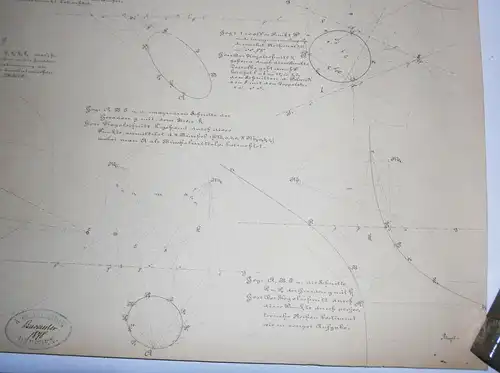 Handzeichnung Geometrie geometrische Formen Polytechnikum Dresden 1878 (Nr2