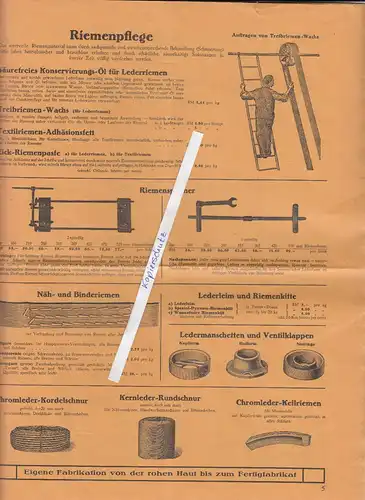 Werbe Prospekt Eick u Co Nachf Breslau 1927 Treibriemen Fabrik   D7