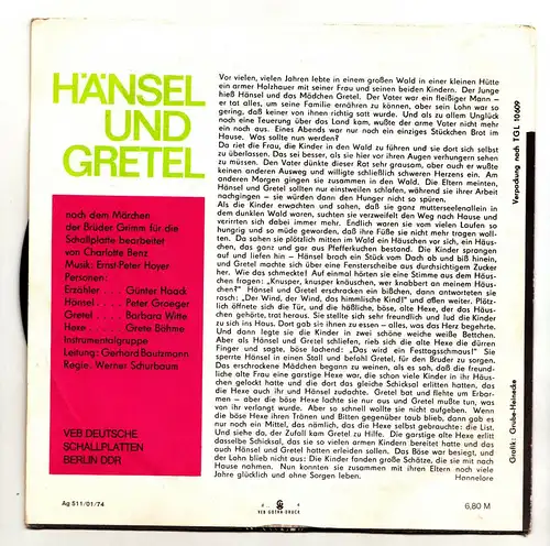 2 x Vinyl Single Litera 560086 & 560085 Hänsel & Gretel & Hans im Glück DDR