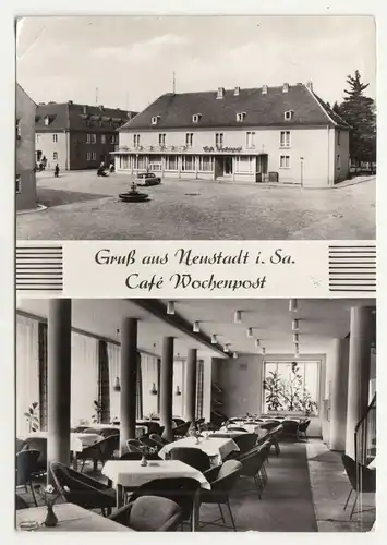Ak Gruß aus Neustadt i. Sa. Cafe Wochenpost 1966 DDR (A3050
