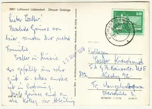 Ak Luftkurort Lückendorf Zittauer Gebirge HOG Kurhaus 1976 (A3043