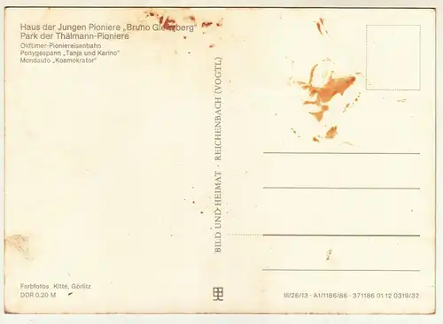 Ak Haus der Jungen Pioniere Bruno Gleisberg Görlitz DDR 1986  (A3025