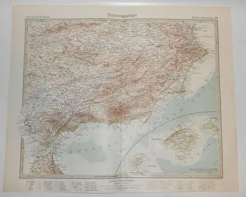 Landkarte Südost Spanien Justus Perthes Gotha Stieler 1925 Druck Print !