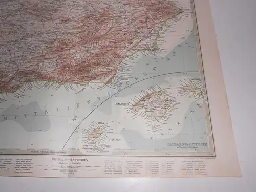 Landkarte Südost Spanien Justus Perthes Gotha Stieler 1925 Druck Print !