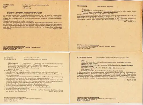 Karteikarten Referate Tagebau Technik DDR 1960er Brennstoffinstitut Freiberg