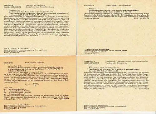 Karteikarten Referate Tagebau Technik DDR 1960er Brennstoffinstitut Freiberg