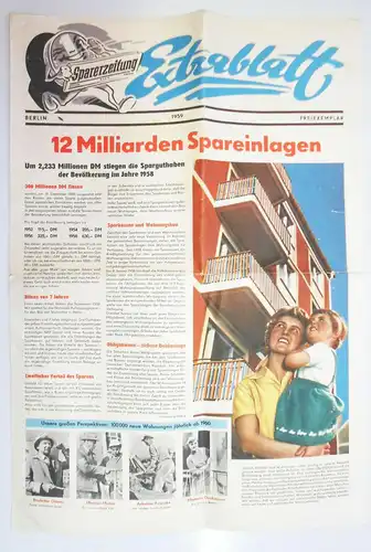 Sparer Zeitung 1959 Extrablatt Berlin Freiexemplar 12 Milliarden Spareinlagen