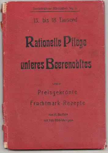 Rationelle Pflege unseres Beerenobstes um 1910 Fachbuch von R. Betten Garten !