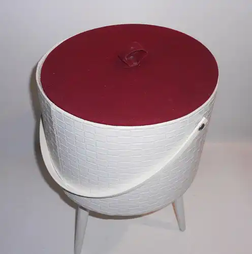 Alter Hocker Weiss Nähhocker 70er Jahre DDR Design Vintage Behälter Box