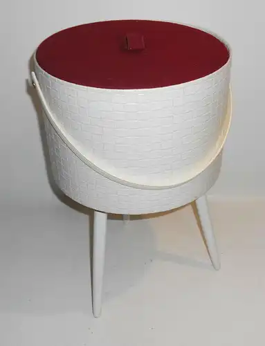 Alter Hocker Weiss Nähhocker 70er Jahre DDR Design Vintage Behälter Box