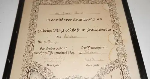 40 Jahre Mitgliedschaft Frauenverein Putzkau Bautzen Marie von Carlowitz 1931