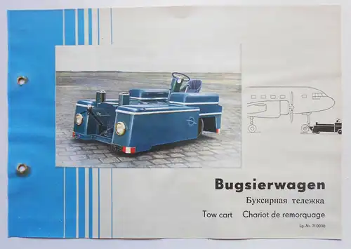 Original Blatt Bugsierwagen Flugzeug Industrie Dresden um 1958 DDR Interflug 